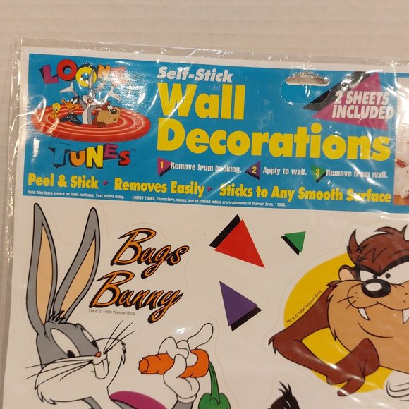 Vtg 1996 Looney Tunes Self Stick Wall Decorations - sealed - Picture 3 of 4